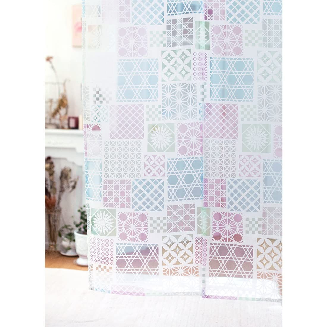 透かしのれん ハンドメイド 透かし織り麻のれん（生成）87㎝×100