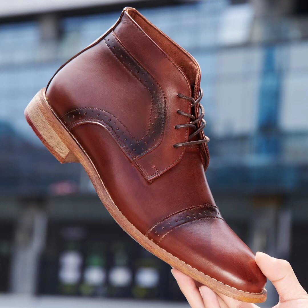 Arkbird Chukka Boots for men, Grainy Leather Lace-up Ankle Boot Fashion and Comfort Casual Oxfords