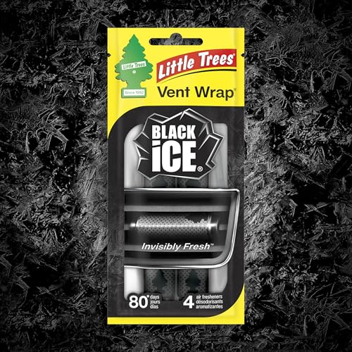 Image of LITTLE TREES Car Air Freshener | Vent Wrap Provides Long Lasting Scent, Invisibly Fresh | 16 Air Fresheners | Black Ice