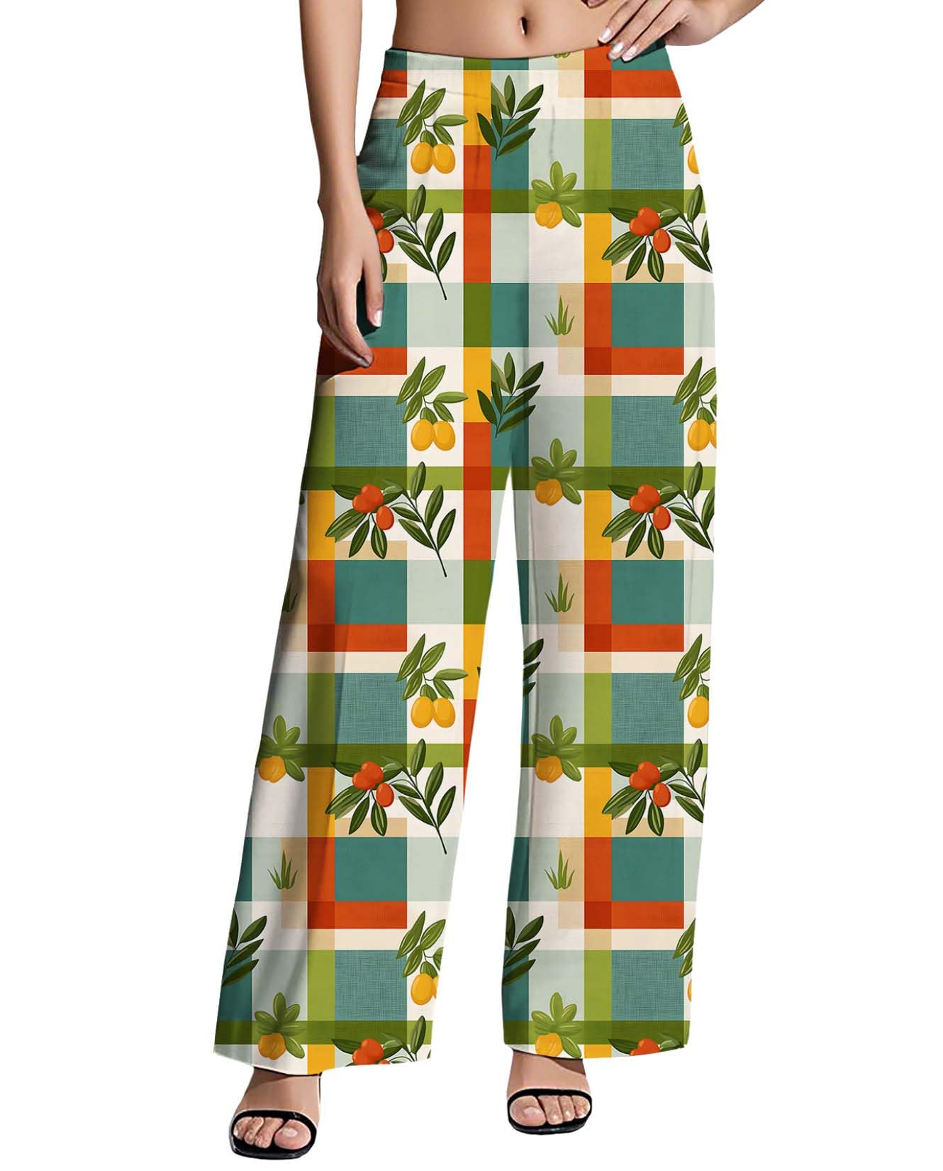 Womens Floral Print Palazzo Pants Casual High Waist Wide Leg Long Trousers Lightweight and Comfortable Trendy Pant