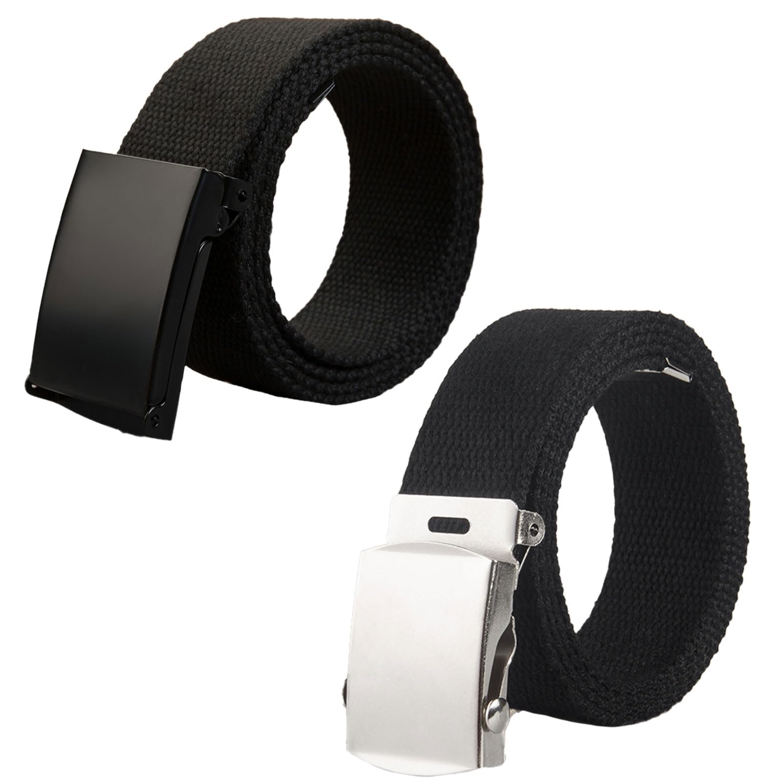 FUIPVGI 2 Pack Men's Canvas Belts, Adjustable Work Belts for Men, Lightweight Nylon Canvas Belts for Men, Casual Outdoor Belt for Men and Women, Canvas Fabric,