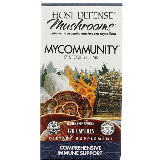 Host Defense, MyCommunity Capsules, Advanced Immune Support, Mushroom Supplement with Lion’s Mane and Reishi, Unflavored, 120