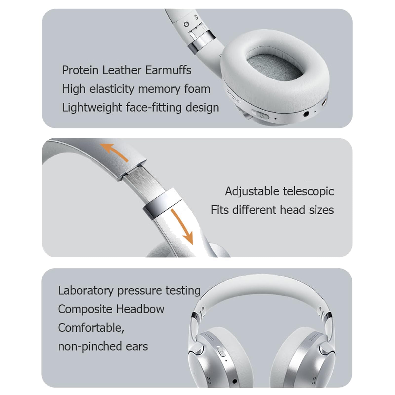 Cuffie ibride con cancellazione attiva del rumore Bluetooth ANC, senza fili, con cancellazione del rumore, cuffie over-ear per allenamento, palestra, cancellazione del suono, cuffie insonorizzate per