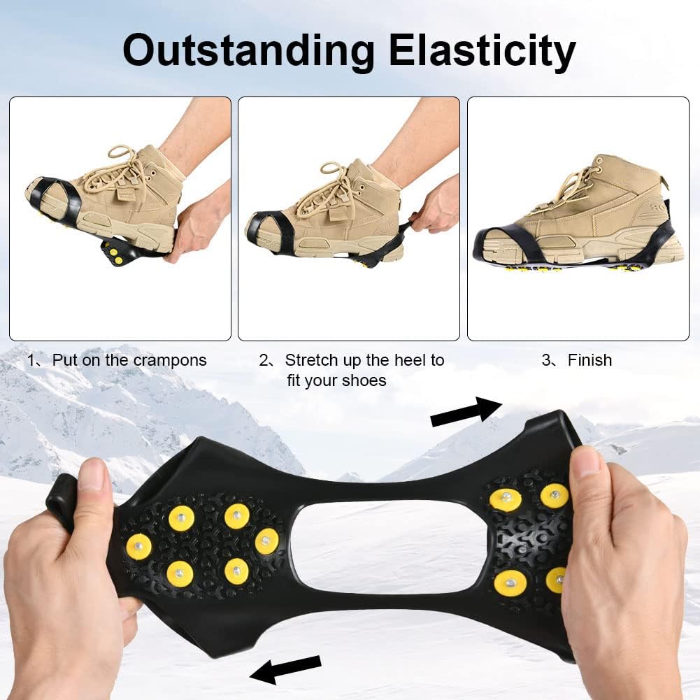 Flintronic Crampons à Neige Antidérapants en Acier Inoxydable pour Chaussures, Griffes à Glace Universelles