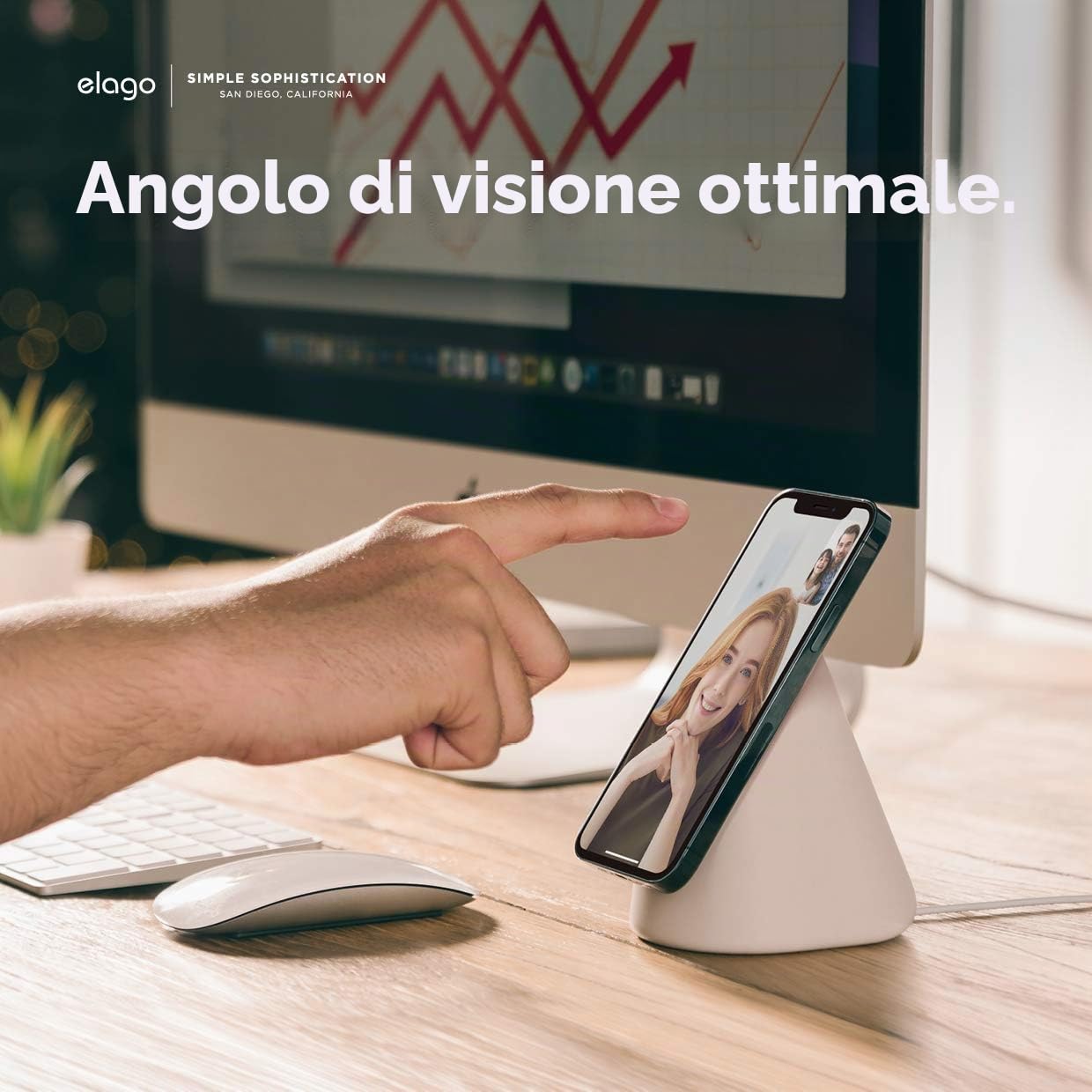 elago MS1 Supporto di Ricarica Wireless - Compatibile con Caricatore MagSafe e iPhone 17/16/15/14/13/12, Silicone Premium, Progettato per Modalità StandBy [Caricatore Non Incluso] (Nero)