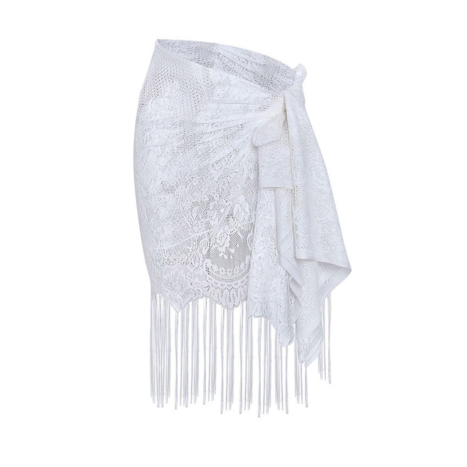 Xiedonse Beach-Sarong-Pareo - Traje de baño semitransparente de encaje para mujer, falda larga con lazo lateral para traje de baño