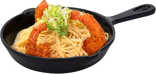 Restaurantware -Voga - Platos de hierro fundido de 12 onzas, 6 sartenes con asa para servir, con agujero para colgar, resistentes a los golpes,