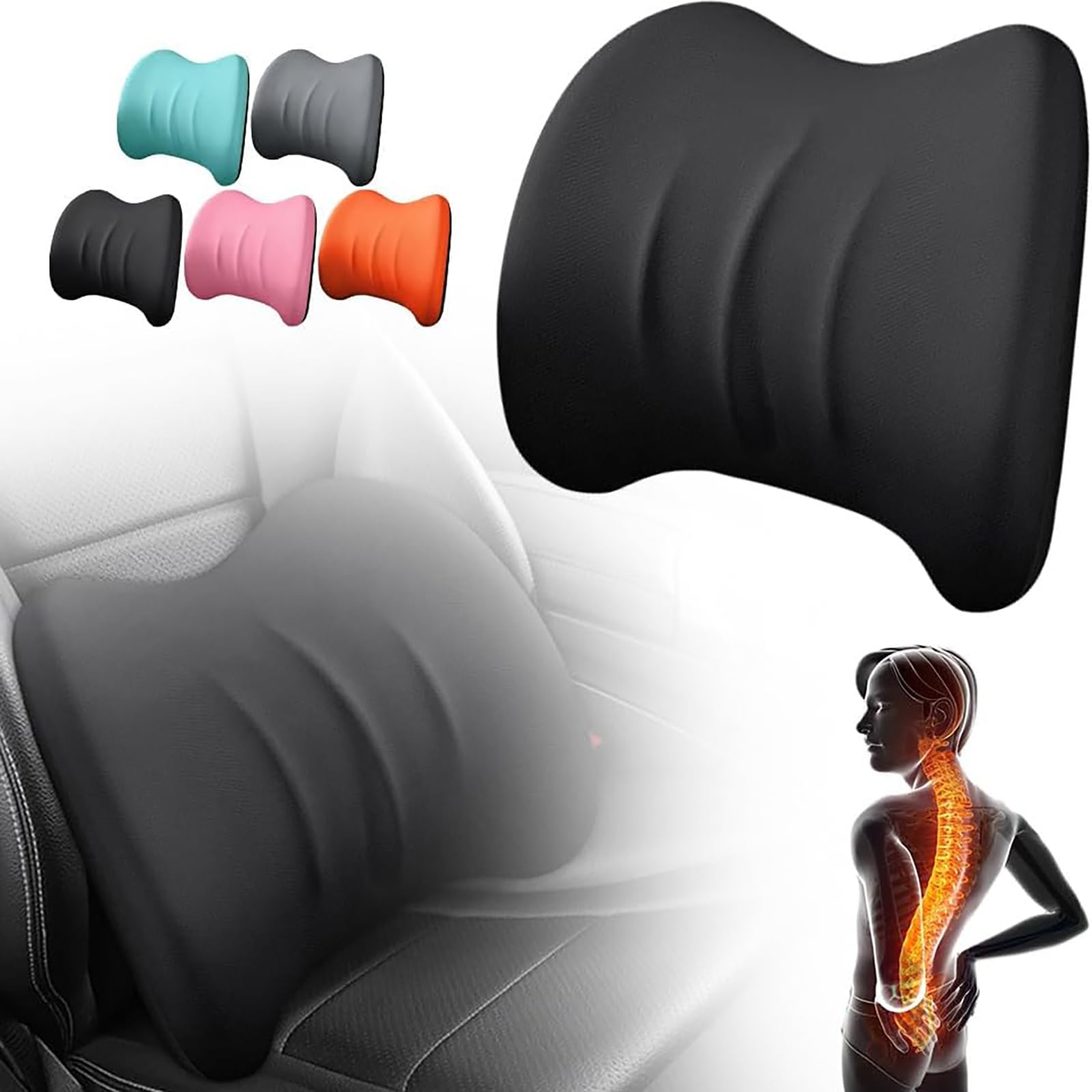 Set Cuscino Collo E Schiena Kwak's – Poggiatesta Auto Super Morbido In Pelle Scamosciata Con Cinghie Regolabili