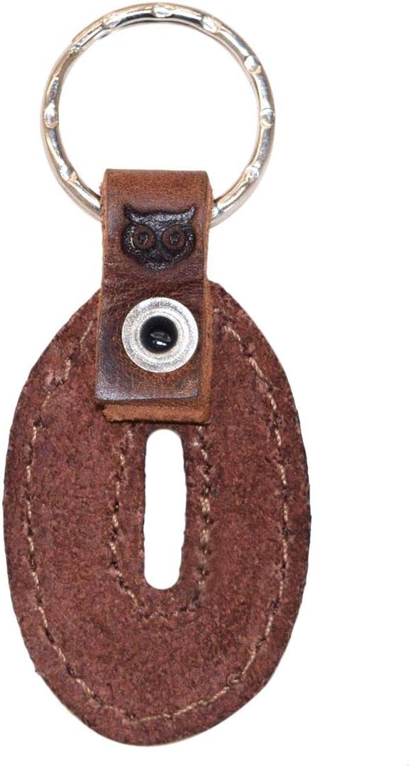 Hide & Drink, Leather Number Keychain / Key Ring / School & Office Accessories, Handmade Includes 101 Year Warranty : Bourbon Brown (Number 0)