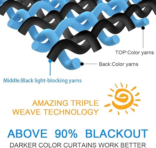 Miniatura 7 de MYSKY HOME - Cortina opaca para dormitorio, con ojales, increíble tejido triple y aislamiento térmico, 1 panel de cortina de 132 x 213 cm, azul