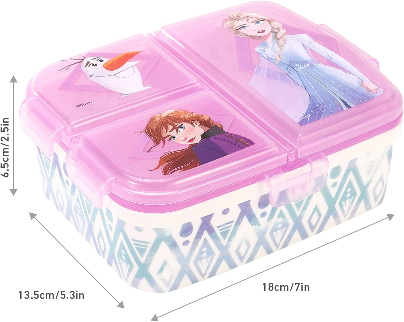 Frozen 2 XL Multi Compartment Rectangular Lunch Food Box Container, BPA Free