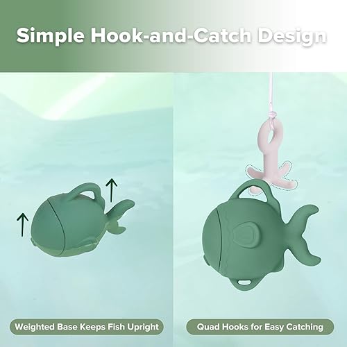 Miniatura 6 de haakaa Juego de juguetes de pesca de silicona para bebés, juguete de silicona de grado alimenticio para niños pequeños y niños, juguetes de bañera
