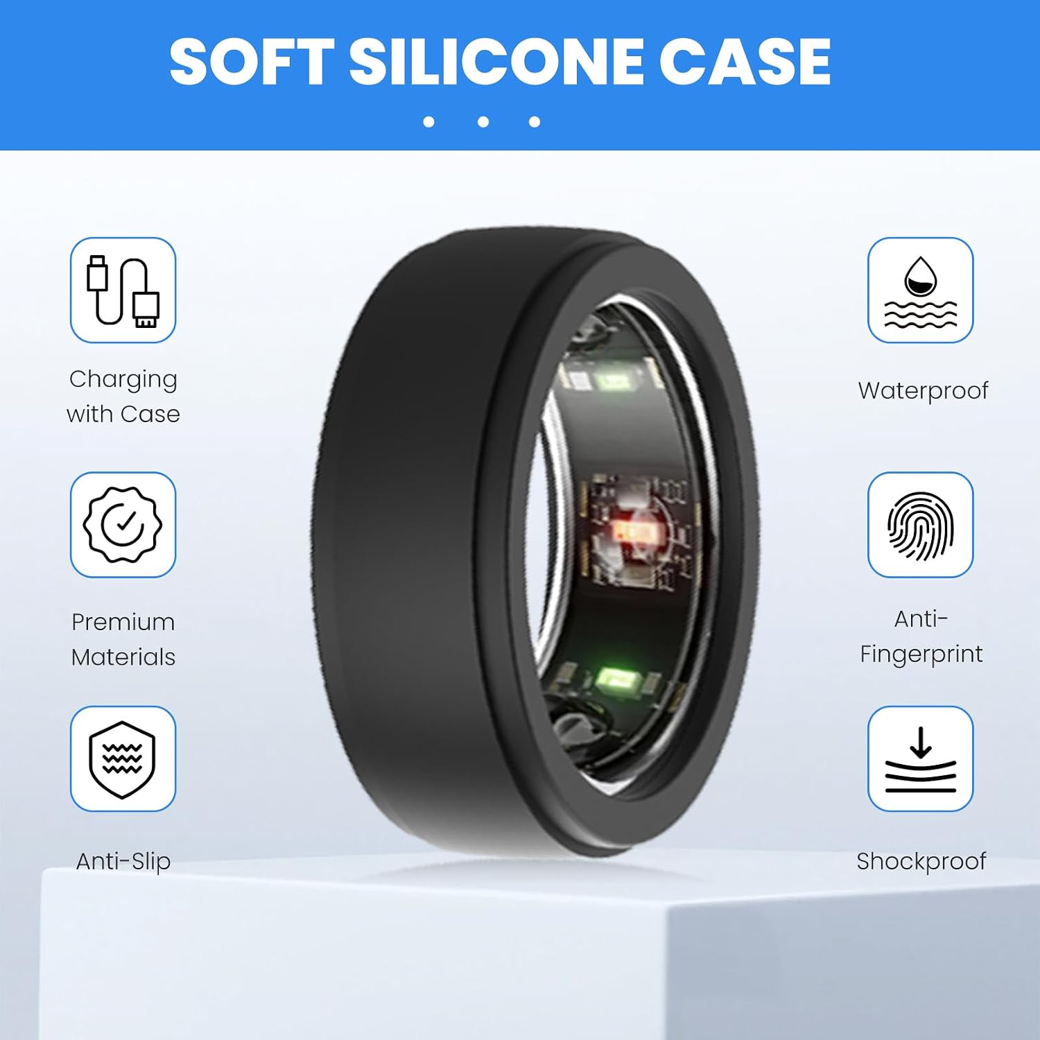 8 Pack Ring Cover for UltraHuman Ring Pro, Charging with Case (M Size) image 2