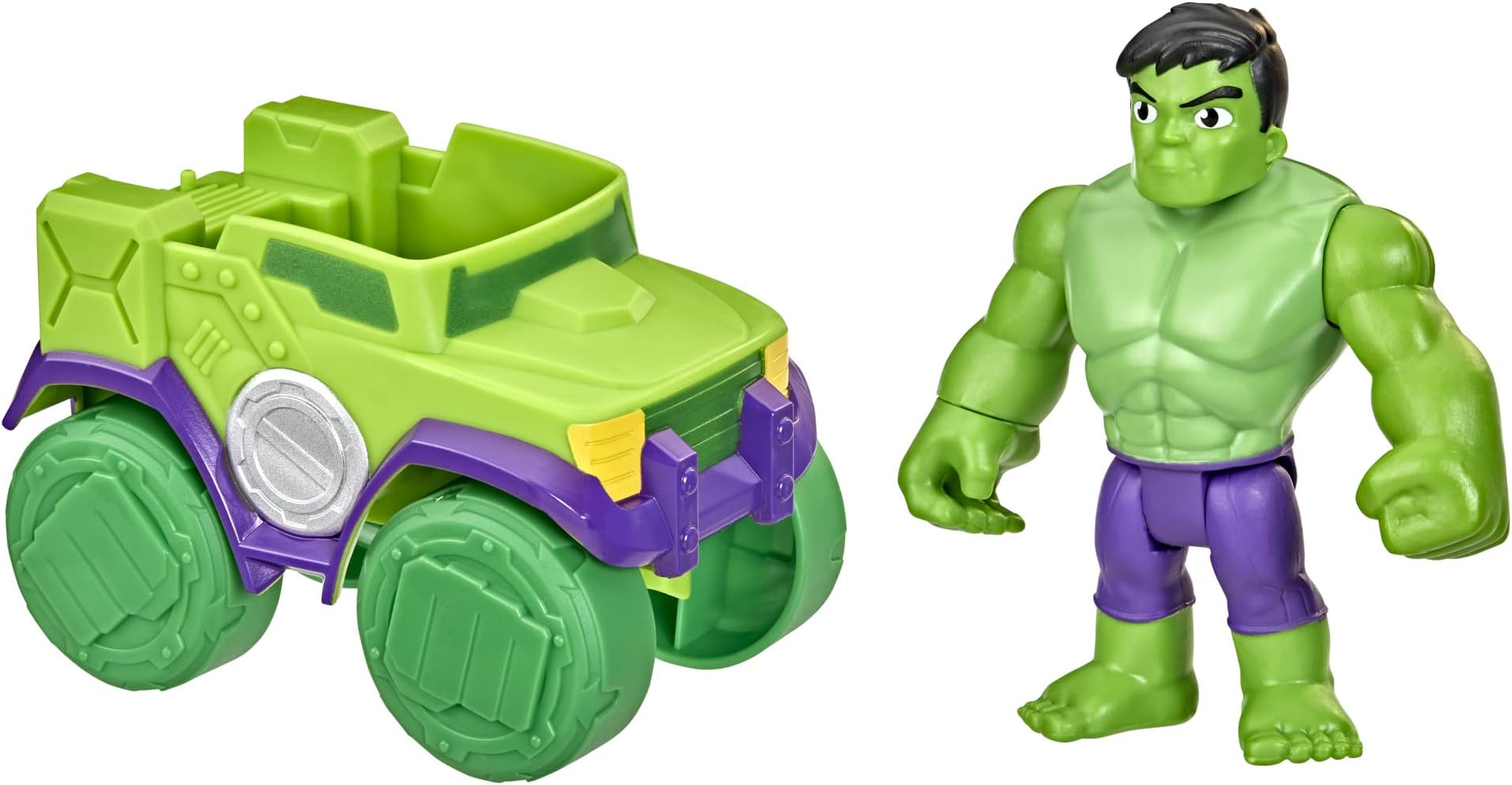 Hasbro Marvel Spidey and His Amazing Friends Hulk Action Figure and Smash Truck Vehicle, Pre-school Toy for Children Aged 3 And Up, Multicolor (F3989)