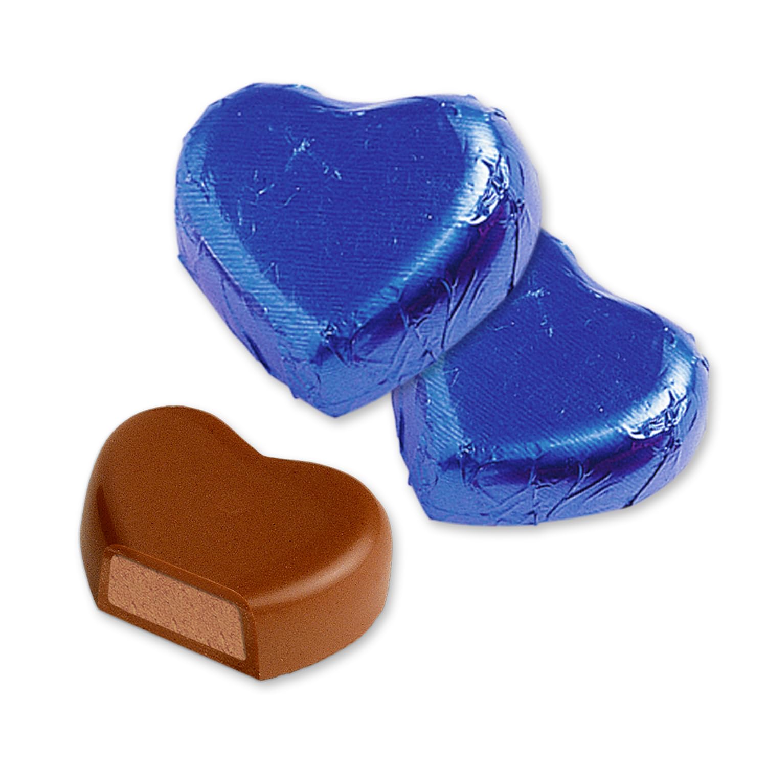 Günthart 150 Stück blau Schokoladen Herzen mit Nougatfüllung | Nougatcreme Pinguine | Schokoladenherzen blau Pinguine | Give away | blaue Herzen aus Schokolade | Pingu (1,2 kg) (Packung mit 2)