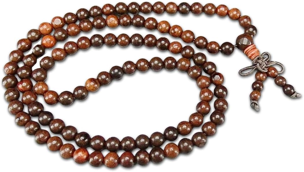 [石街] 一点物インド産天然小葉紫檀木製数珠長数珠念珠小玉約6mm108粒ブレスレット