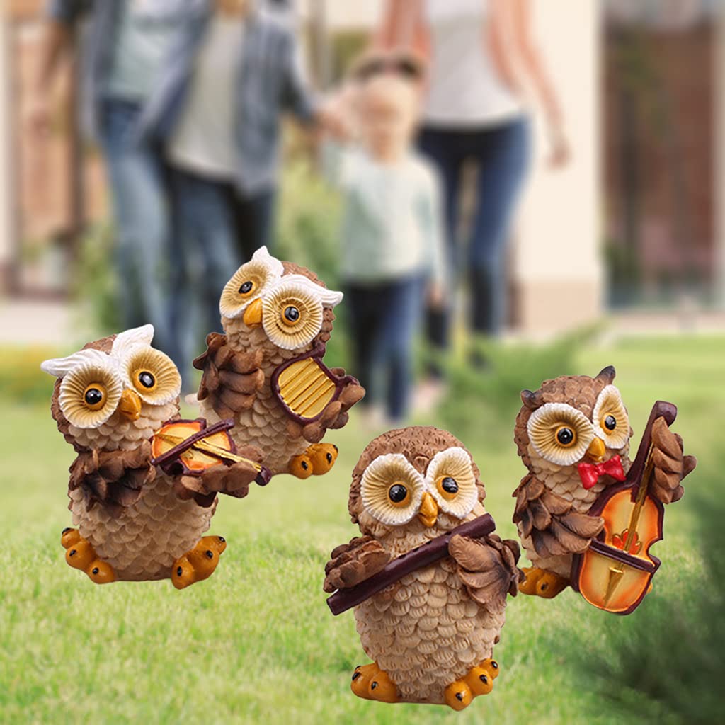 Amazon | petsola 4x庭の動物屋外の装飾品装飾像ミニチュアフクロウの 