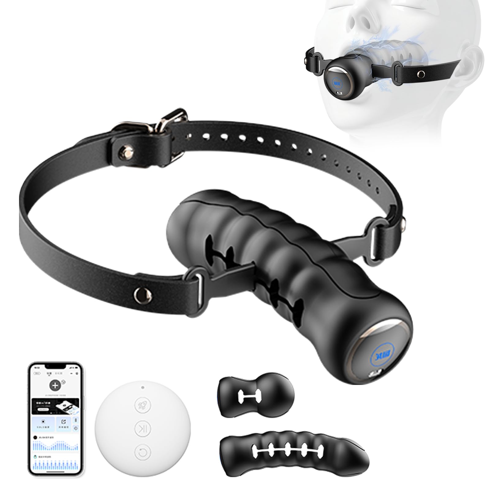 Neu BDSM Elektrische Stimulation Bondage Gag Ball Deepthroat Mehrstufiger Oralball Stieg Silikon Ball Gag App-Steuerung Mit 10 Elektro Schockmodi SM Sklaven Fetisch Knebel Foltergerät Extrem (L)