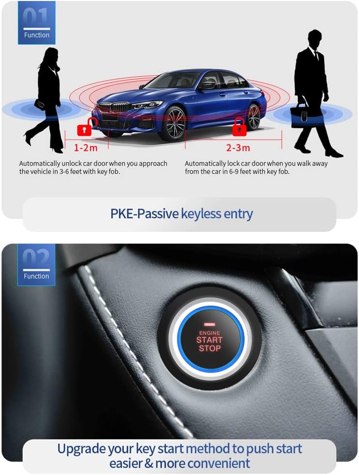 EASYGUARD EC010-T2 PKE car Burglar Alarm with keyless go Remote Starter Passive keyless Entry Proximity Unlock DC12V