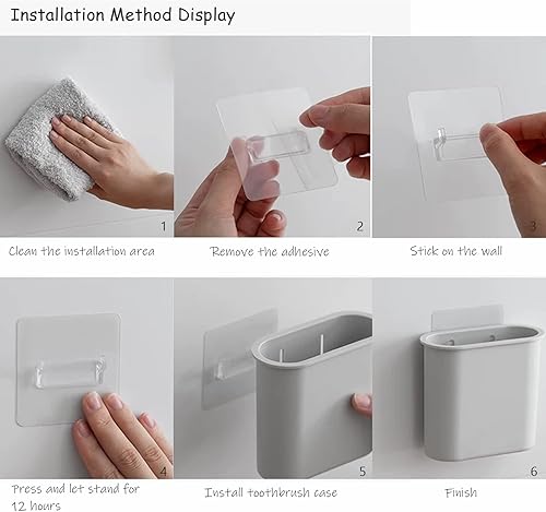Miniatura 7 de Soporte para cepillo de dientes montado en la pared para baño, soporte de pared para cepillo de dientes eléctrico, pasta de dientes, maquinilla de