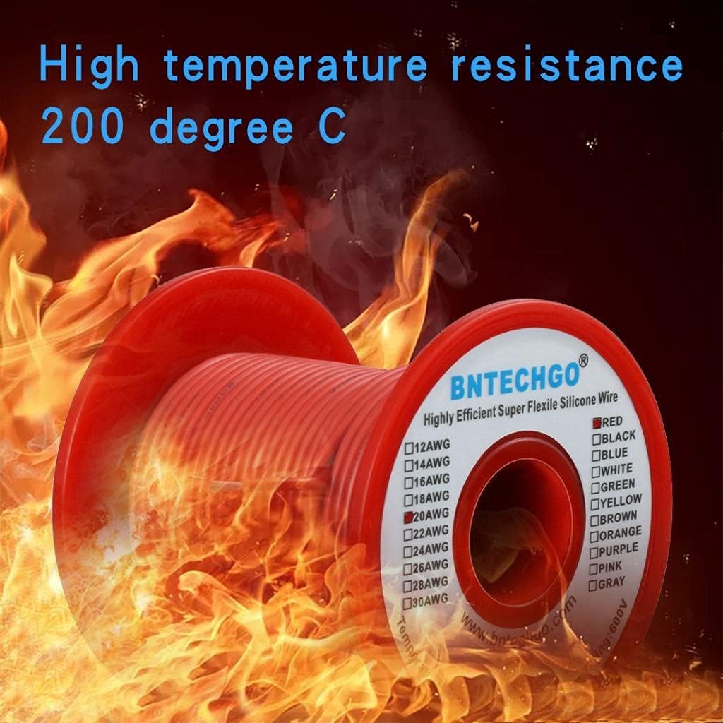 BNTECHGO 20 Gauge Silicone Wire Spool 100 ft Red Flexible 20 AWG Stranded Tinned Copper Wire - Image 5