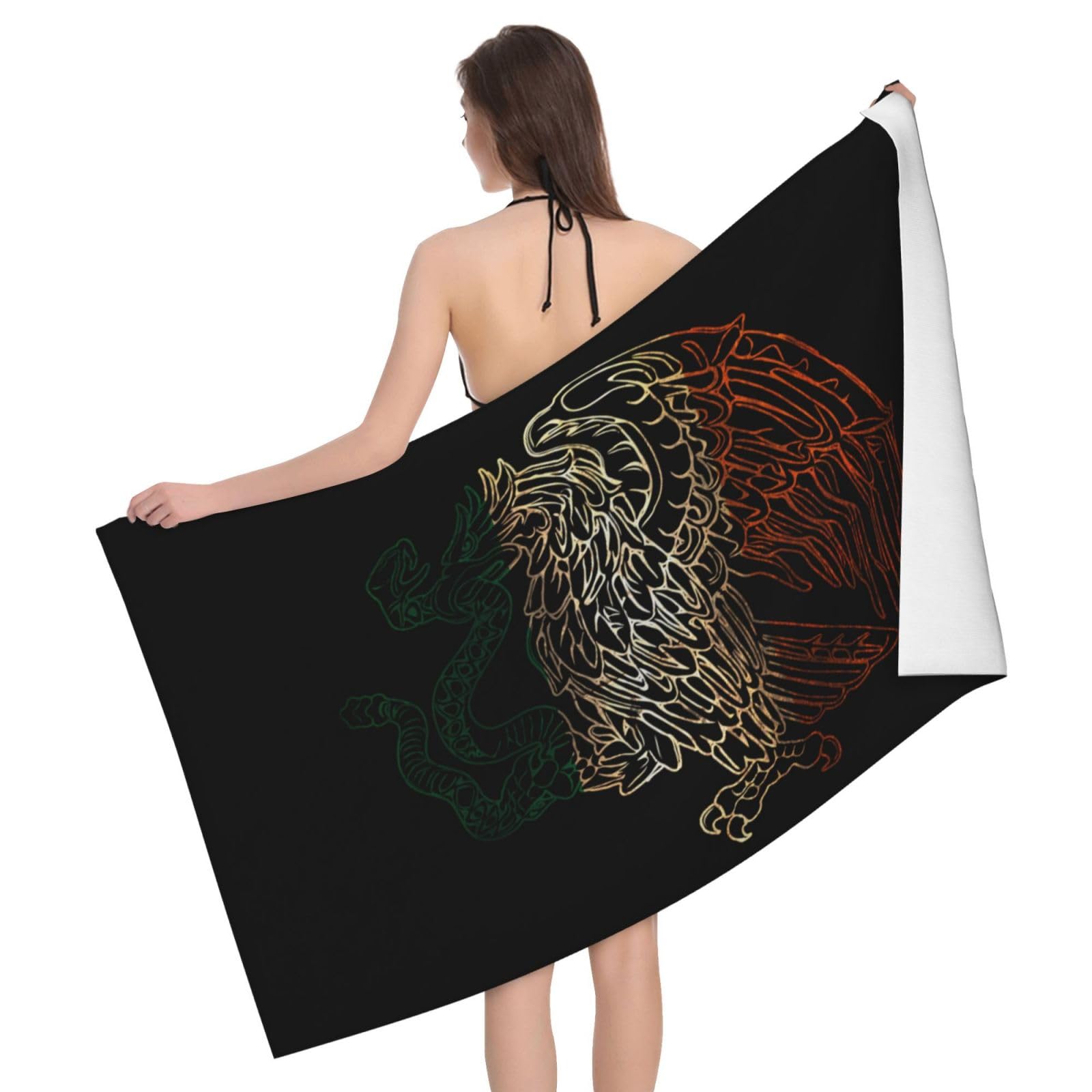HLBSDM Microfiber Mexican Eagle Beach Towel Quick Dry Soft Sand Free Beach Towels for Pool Swim Beach Lightweight Thin Towels