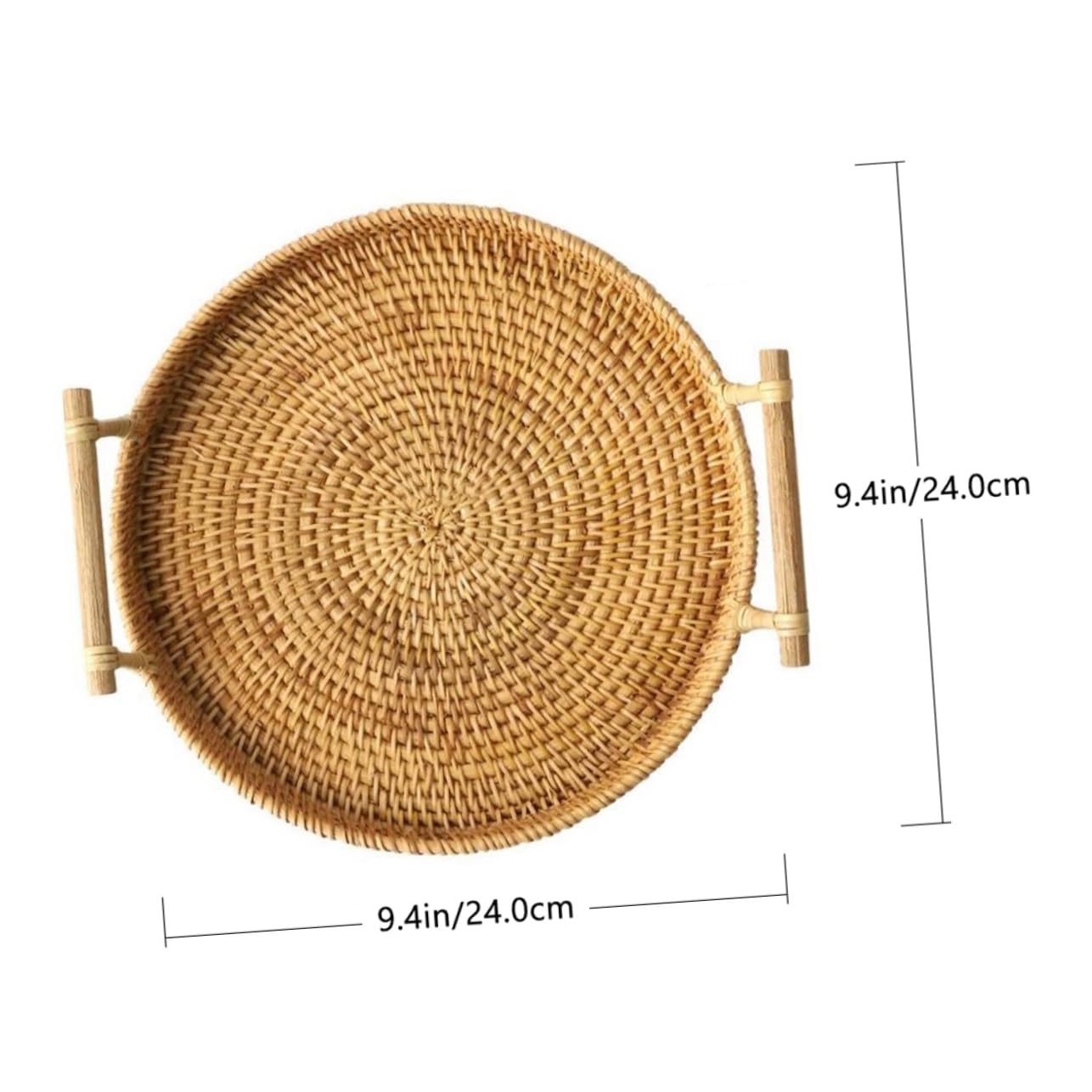 CIYODO 1pc Portable Woven Meal Basket Trays for Food Serving Basket Wicker Woven Tea Trays Cutlery Trays Candy Plate Woven Serving Tray Bread Serving Basket Fruit Decor Rattan Light Brown