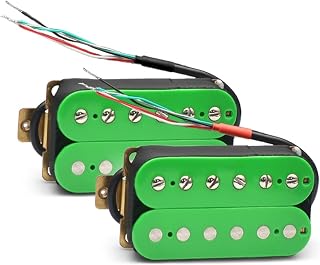 electrica de Pastilla Pastilla De Guitarra Eléctrica Coil Spliting Pickup Humbucker Dual Coill Pickup 4 Conduct Cable N-7.5K / B-15K Salida Verde (Color : Neck and Bridge)