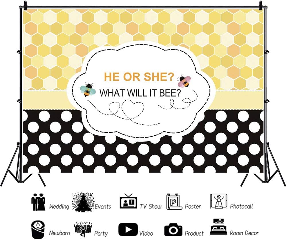 Dashan 6x4ft Polyester Sweet As Can Bee Boy Or Girl Gender Reveal Baby Shower Backdrop Yellow Bee Day Honeycomb He Or She Photography Background Prince Or Princess Baby Shower Youtube Photo Props Accessories