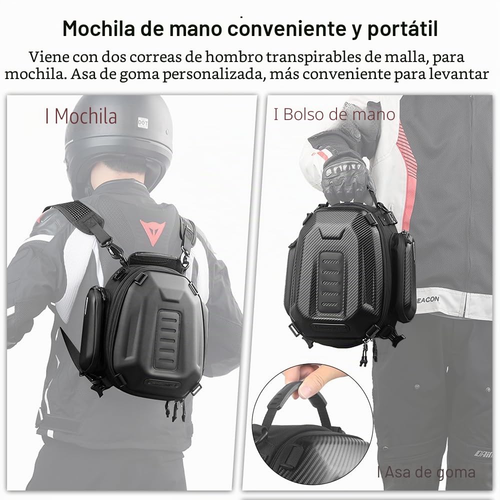Rhinowalk Bolsa de almacenamiento para motocicleta, carcasa rígida, impermeable, capacidad 12-18L expandible