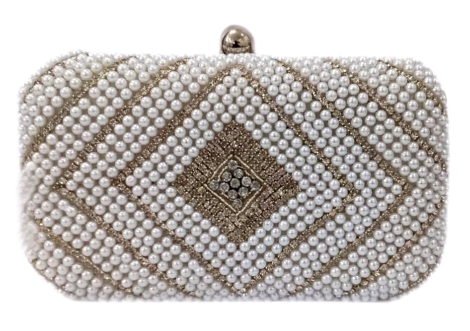 Image of Women & Girls Embroidered Gold Clutch Purse for Party Wedding