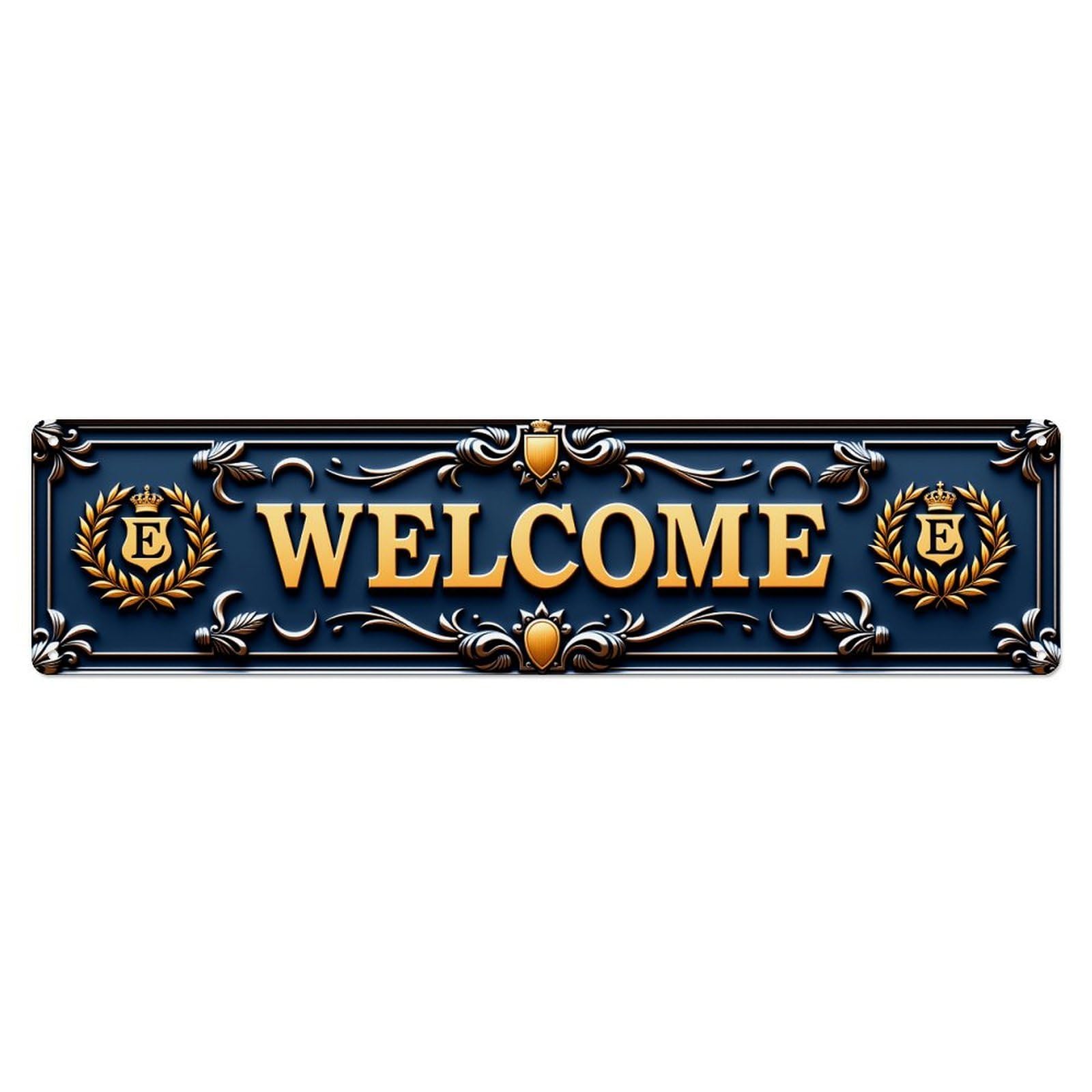Ornate Frame Welcome Sign Pattern Tin Sign Vintage Metal Poster Retro Bar, Home, Man Cave, Kitchen, Laundry Room Wall Art Decor Gift 4x16 Inch