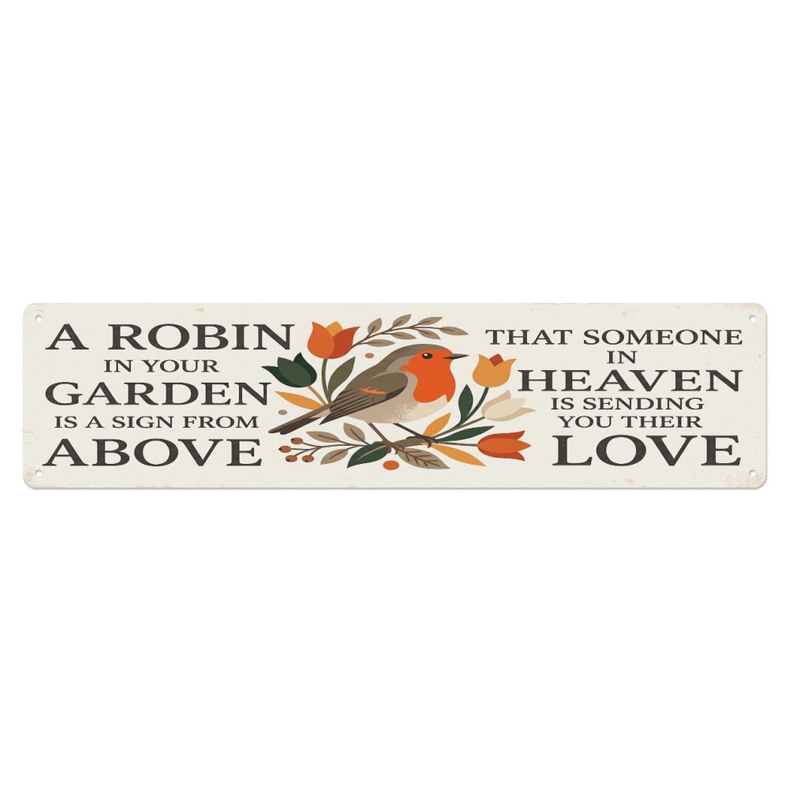 European Robin Heaven Love Tulip Metal Tin Sign