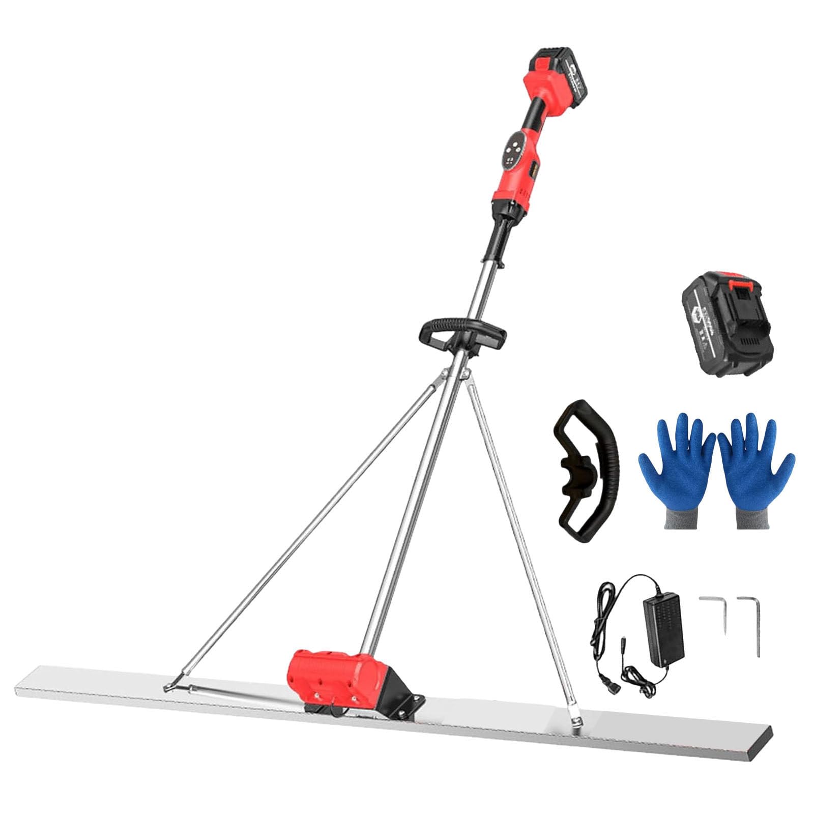 smafoseedding Herramienta Eléctrica De Acabado De Hormigón, Kit Vibratorio De Solera De Hormigón, con Pantalla De Engranajes Y Ajuste De 9 Velocidades, Hoja De 150 Cm De Largo Y 8 Cm De Ancho,1BAT
