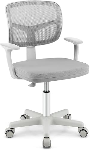 Costzon Silla de escritorio para niños, silla de computadora de estudio para niños con altura ajustable, soporte lumbar, ruedas suaves, asiento de