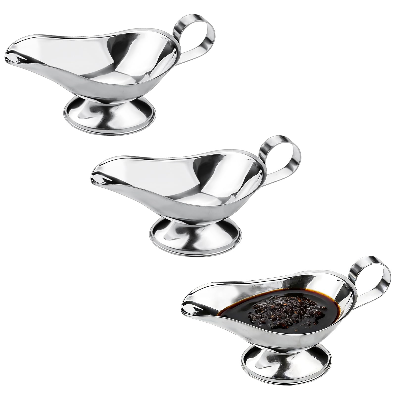 Saucière en acier inoxydable chic pour vos repas de fête en lot de 3