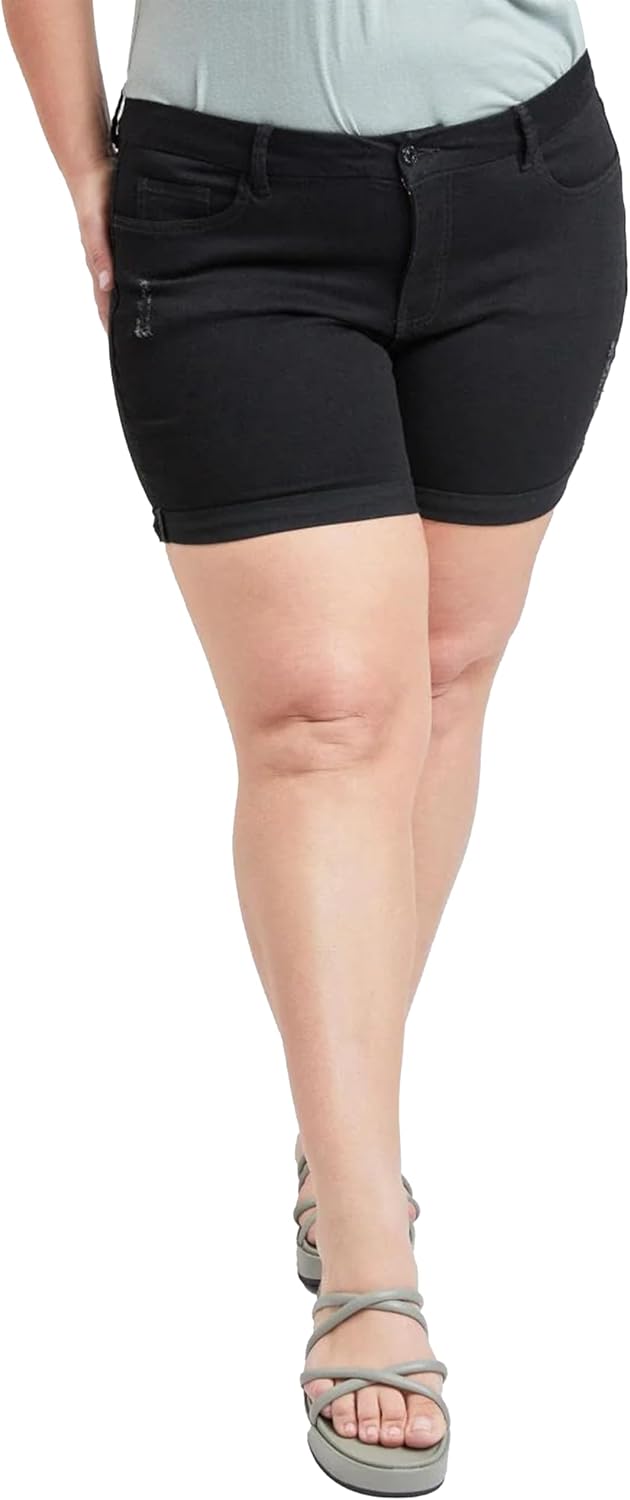 Royalty For Me Womens Women's 1 Button High Rise Cuffed Shorts