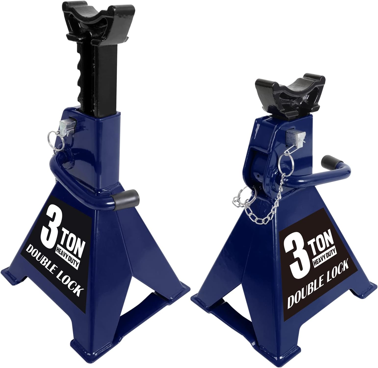 6 Ton (12,000 LBs) Capacity Jack Stands, 2-Pack Blue – Double Locking Steel, Height 15-3/8" To 23-13/16"