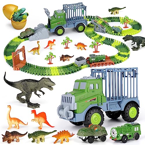 Dinosaur Toys For Kids 3-5 5-7, 3 4 5 6 7 Year Old Boy Girl Toys Birthday Gift, Dinosaur Race Track Toy, Create A Dinosaur World Road Race, Come With 6 Dinosaurs, Led Dinosaur Car, Dinosaur Egg #TOP7