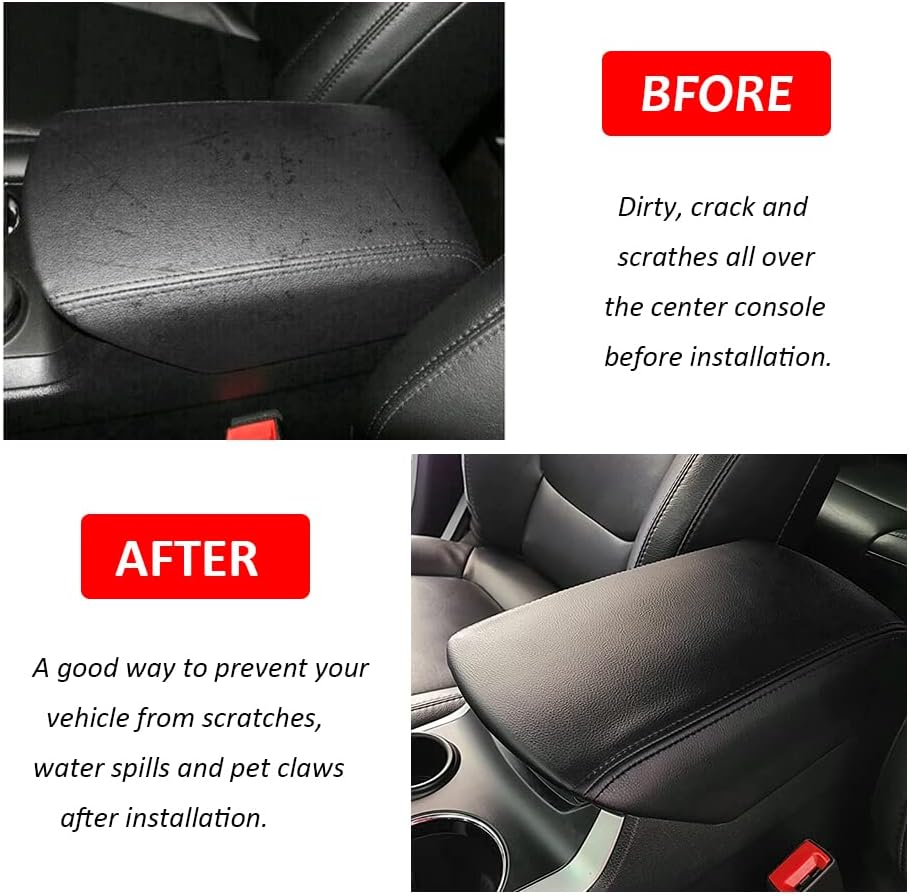 DEYTOP Console Armrest Cover for Ford Explorer 2011-2019 Center Console Crusion Pad for 2019 2017 2016-2011 Explorer Anti-Scratch Leather Armrest Crusion Protector (Black with Black Stitches) thumbnail