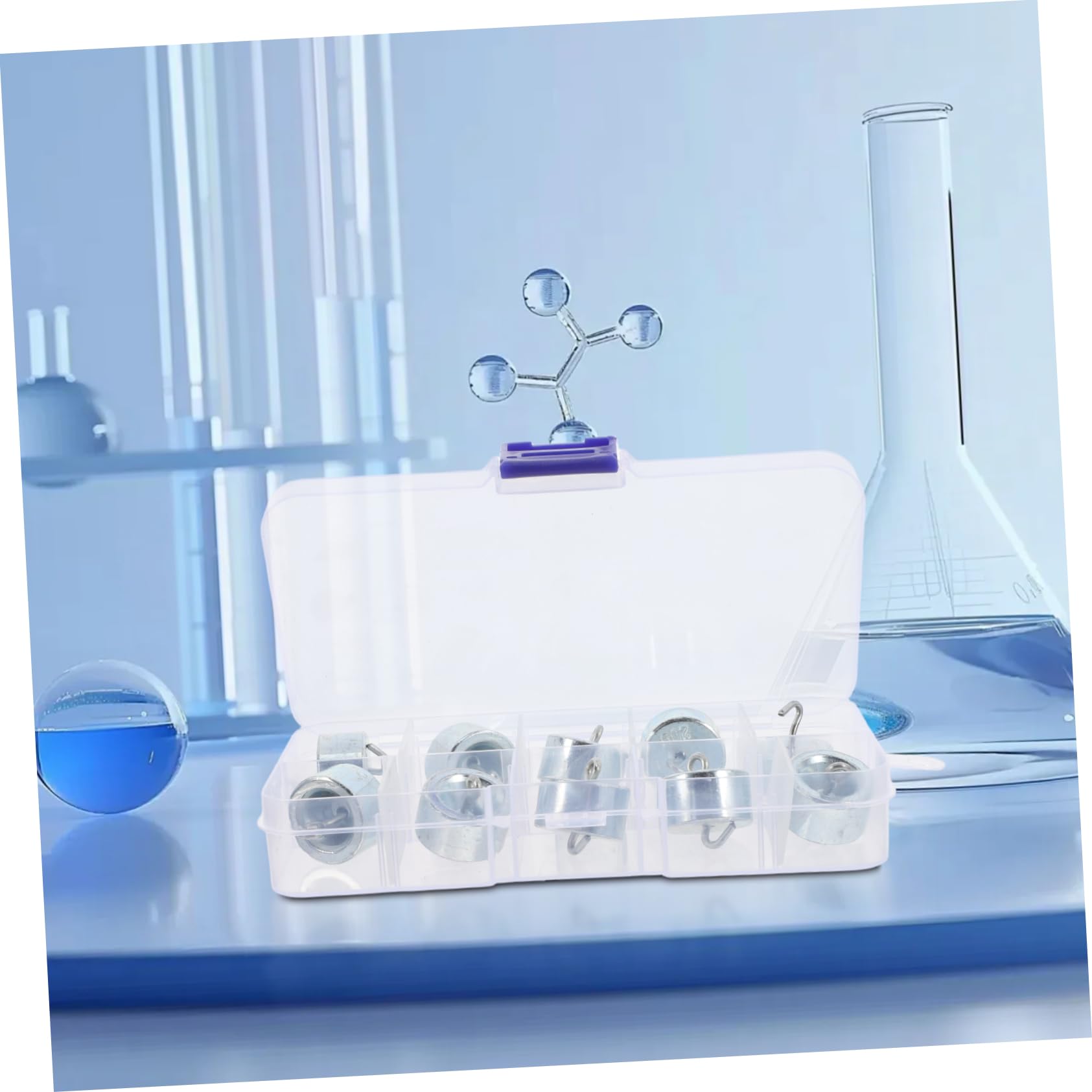 Cabilock Ensemble de 10 Poids Métalliques à Crochet pour Laboratoire 200 G Matériau Chromé pour Expériences de Physique et Enseignement Outils Scientifiques