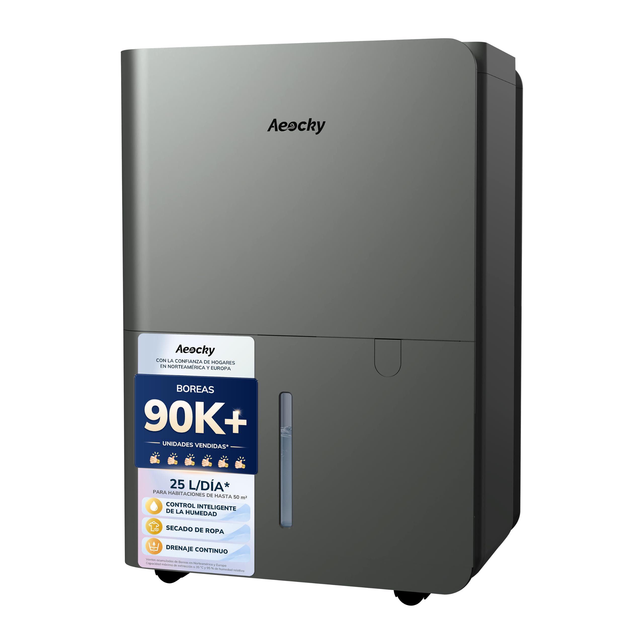 AEOCKY Deshumidificador 25 l/día, Secado de Ropa, Depósito 2,7 l (Grey) en oferta en Amazon