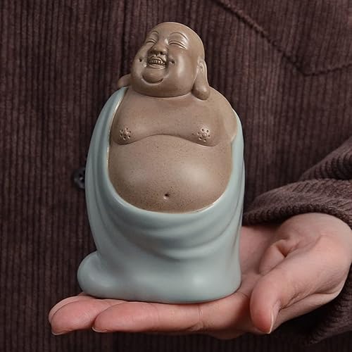 Miniatura 5 de Estatua de Buda, estatuas de Buda para el hogar riendo de Buda Maitreya, estatua de Buda feliz de cerámica, escultura de Feng Shui, mini estatuas de