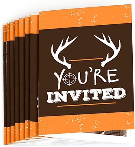 Miniatura 2 de Big Dot of Happiness Gone Hunting - Rellena las invitaciones de camuflaje para baby shower o fiesta de cumpleaños (8 unidades)