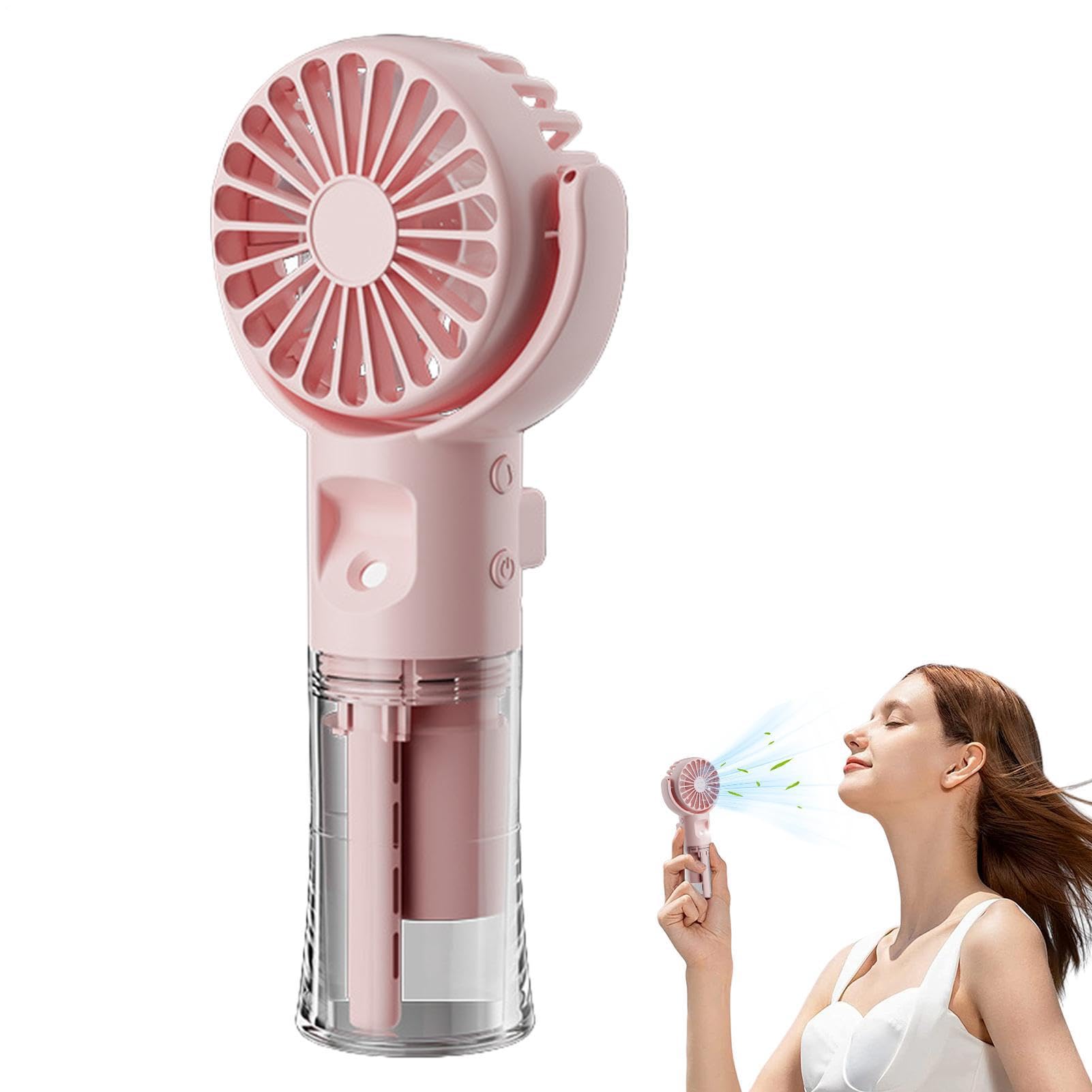 Ventilador de mano recargable y enfriador de aire pequeño con pulverizador de agua USB