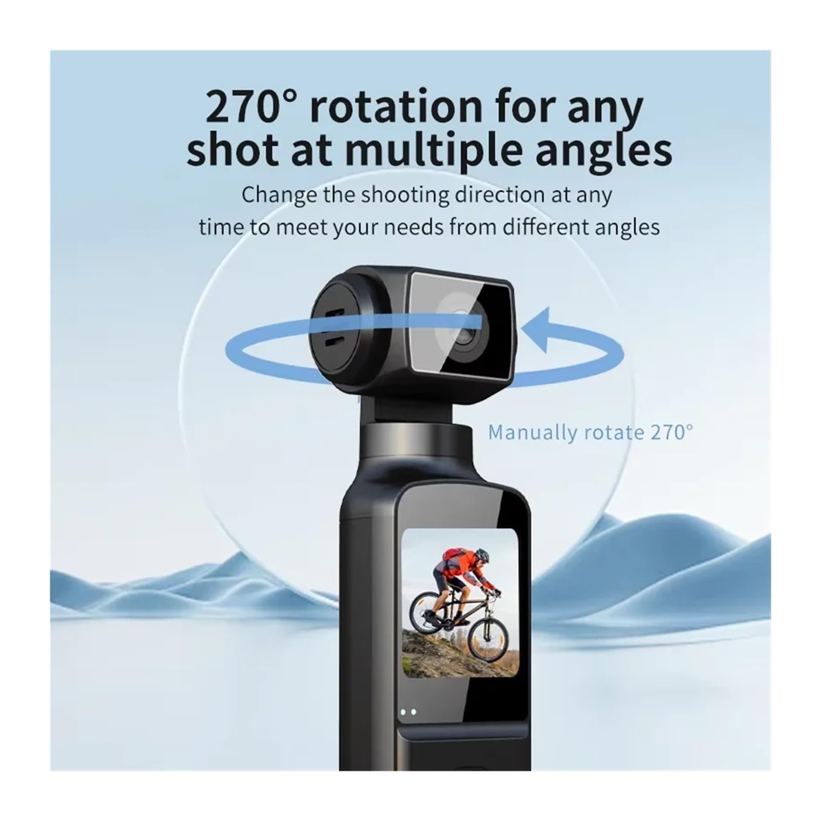 Kamera sportowa, Kamera sportowa 4K Pocket Action Camera Obrotowa wodoodporna obudowa Rower Podróż Kierowca Rejestrator,do jazdy na rowerze, motocyklu