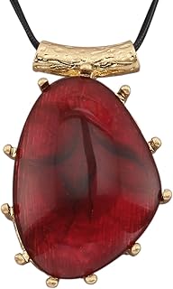 Leather Necklace for Women Large Pendant Long Brown Necklace Circle Leat...