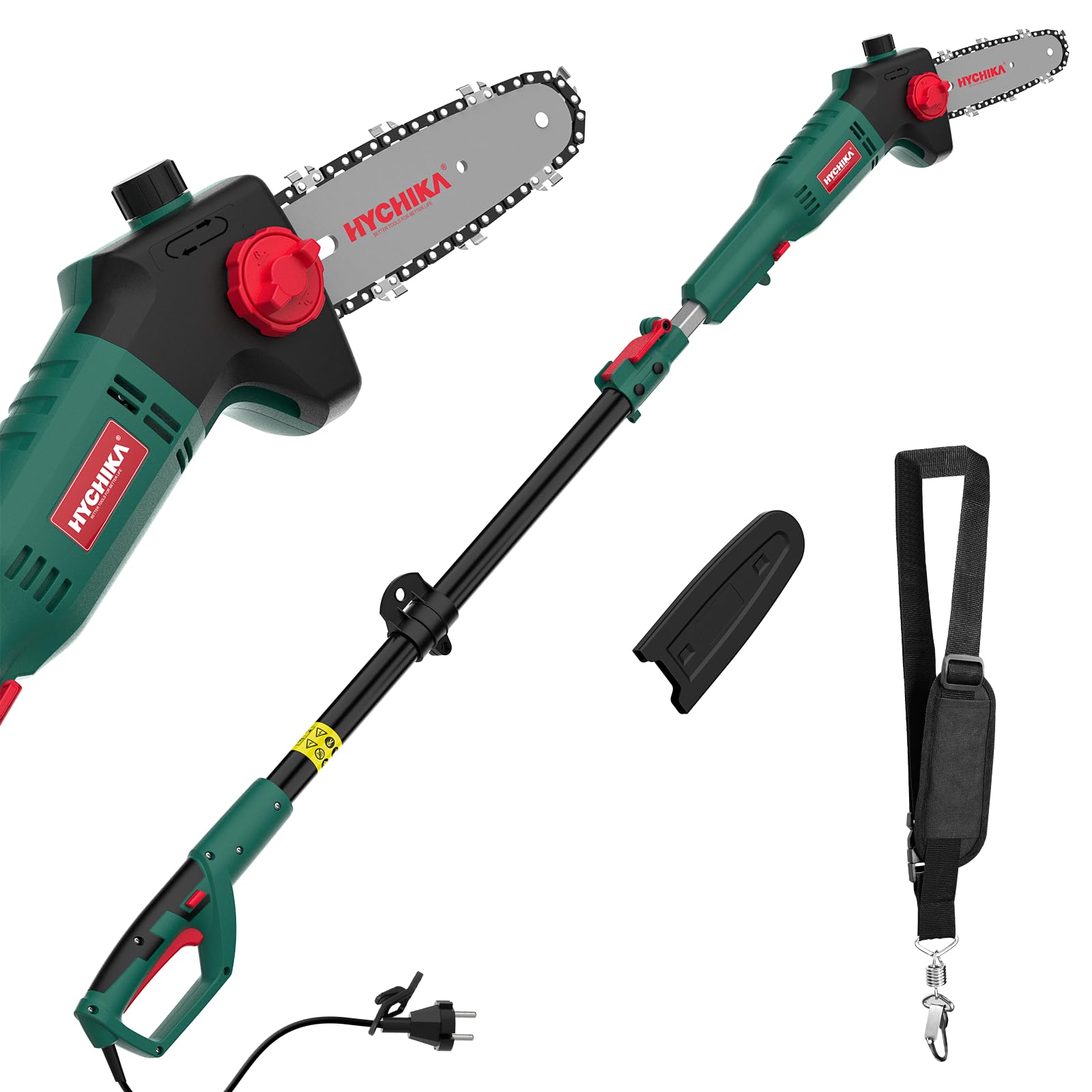 HYCHIKA Hochentaster Elektrisch, 750W Teleskop Kettensäge, Elektrische Hochentastungssäge, 162-220 CM Teleskopstange, 11 m/s Kettengeschwindigkeit, für Müheloses Schneiden und Beschneiden von Ästen