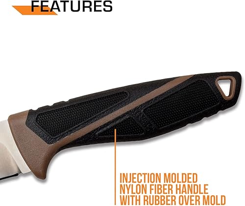 Miniatura 7 de Elk Ridge - Cuchillo de hoja fija para exteriores - Hoja de acero inoxidable con acabado satinado de 4 pulgadas, mango de fibra de nailon negro y