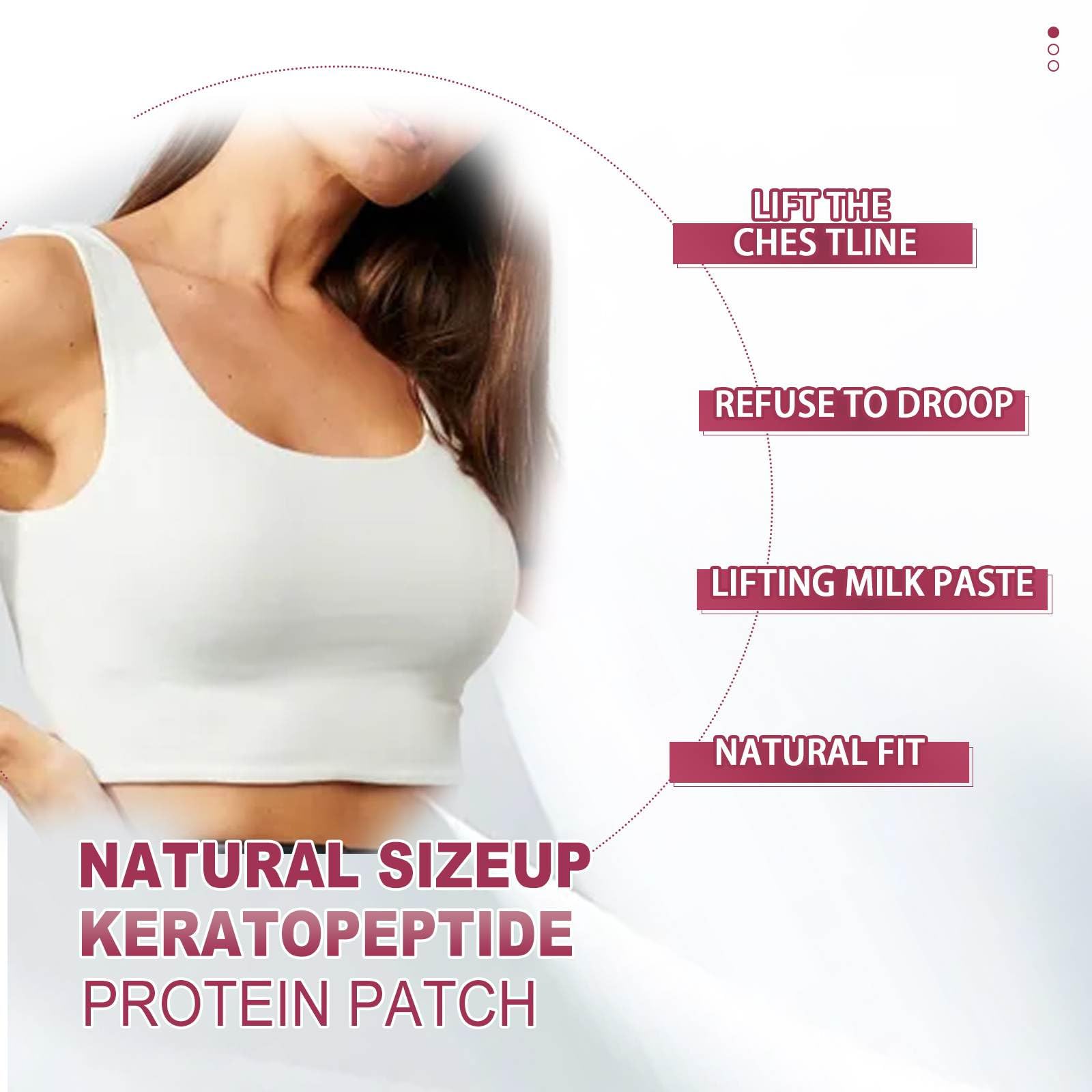 Cuscinetti per l'ingrandimento del seno, prodotti naturali per l'ingrandimento del seno, per seno flaccido, push-up, seni proteici cheratina peptide, tonificanti e sollevanti (set da 2)